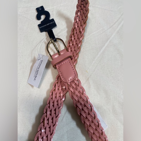 Banana Republic Accessories - NWT Banana Republic Braided Pink Leather Belt with Gold Hardware SZ S